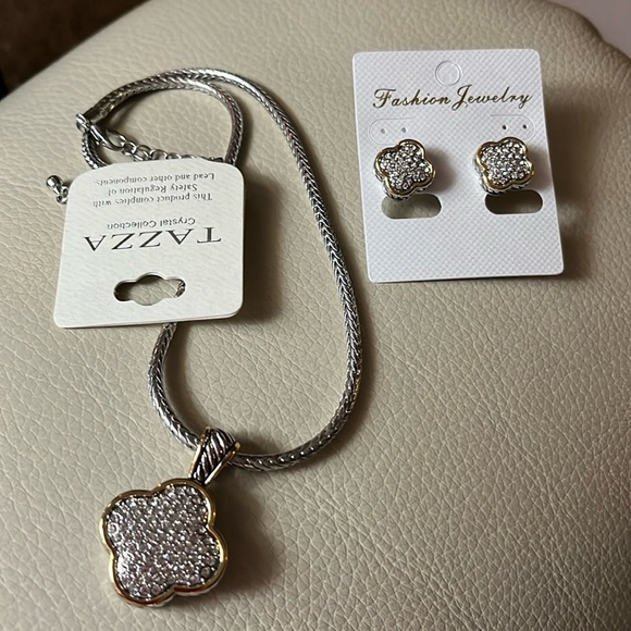 Tazza Clover beautiful necklace and earrings set!  New with tags! So pretty. - Picture 2 of 7